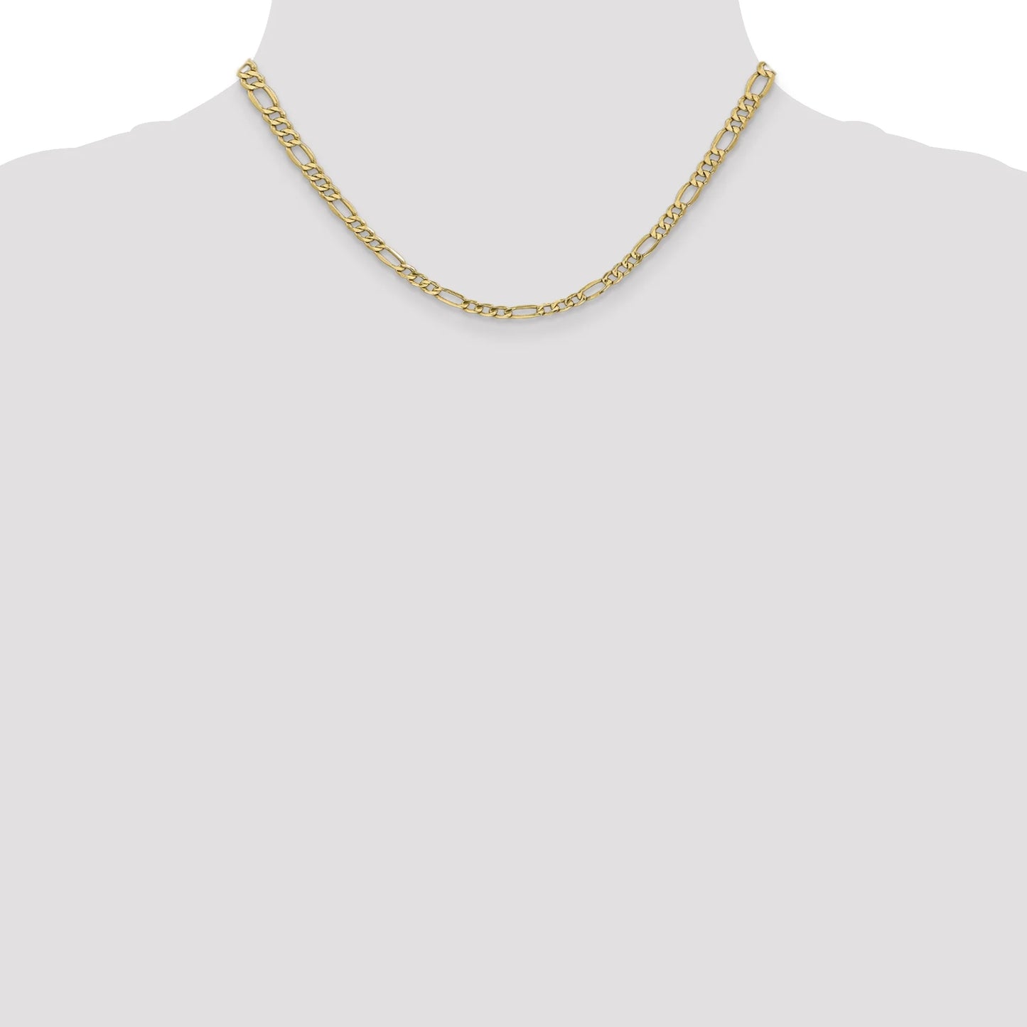 14 Karat Yellow Gold 4.75Mm Semi-Solid Figaro Chain