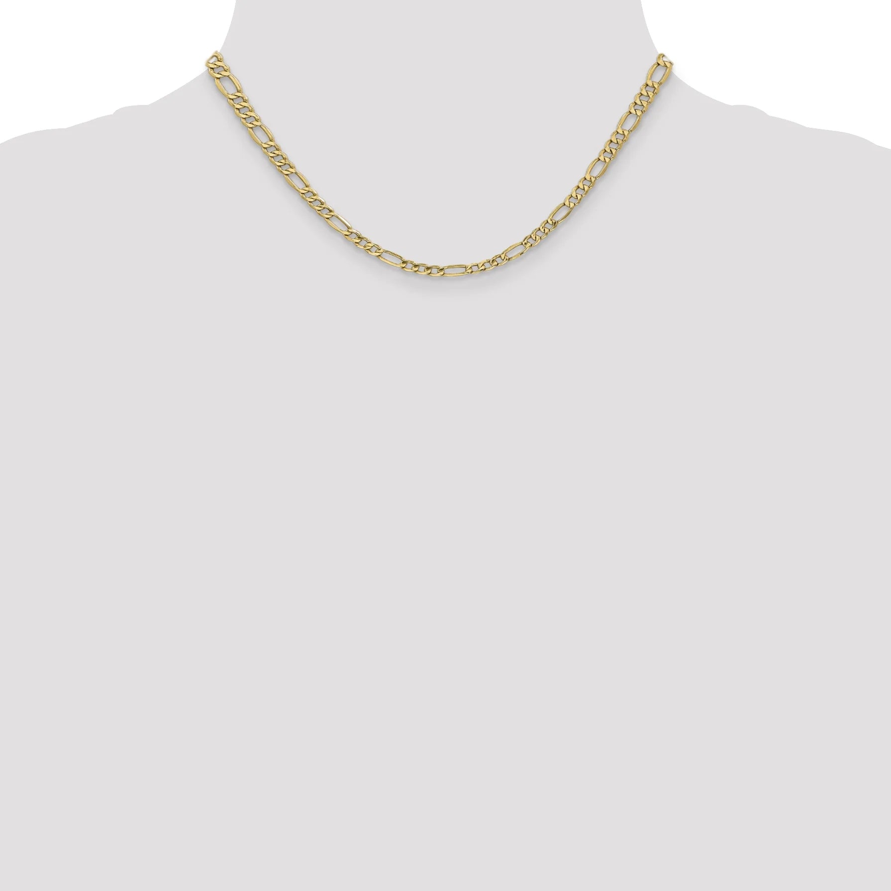 14 Karat Yellow Gold 4.75Mm Semi-Solid Figaro Chain