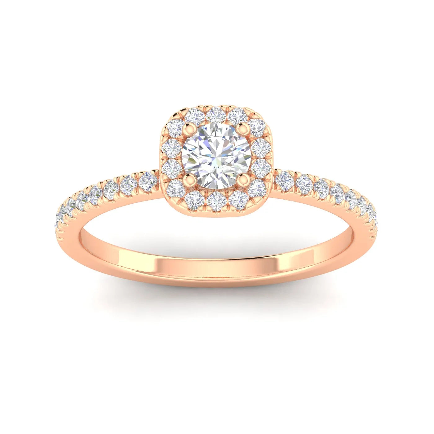 1/2Ctw Diamond Halo Engagement Ring in 10K Rose Gold