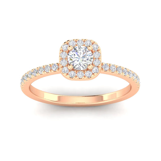 1/2Ctw Diamond Halo Engagement Ring in 10K Rose Gold
