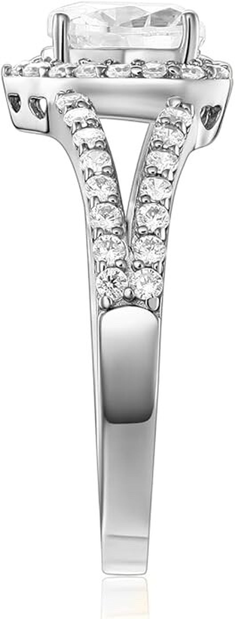 1.90 Ct Heart Halo Real 14K White Gold Simulated Diamond Engagement Wedding Ring