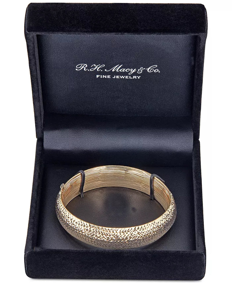 Diamond-Cut Wide Bangle Bracelet in 14K Gold