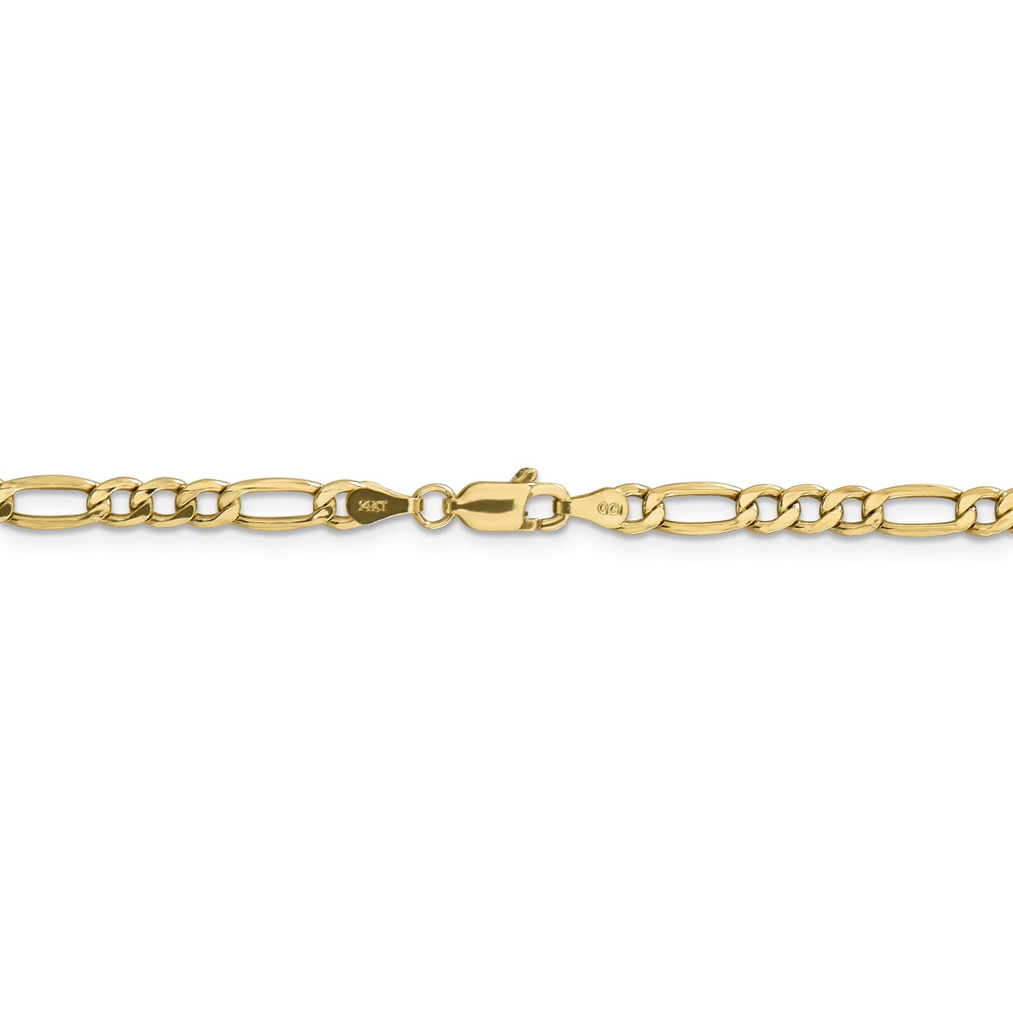 14 Karat Yellow Gold 4.75Mm Semi-Solid Figaro Chain