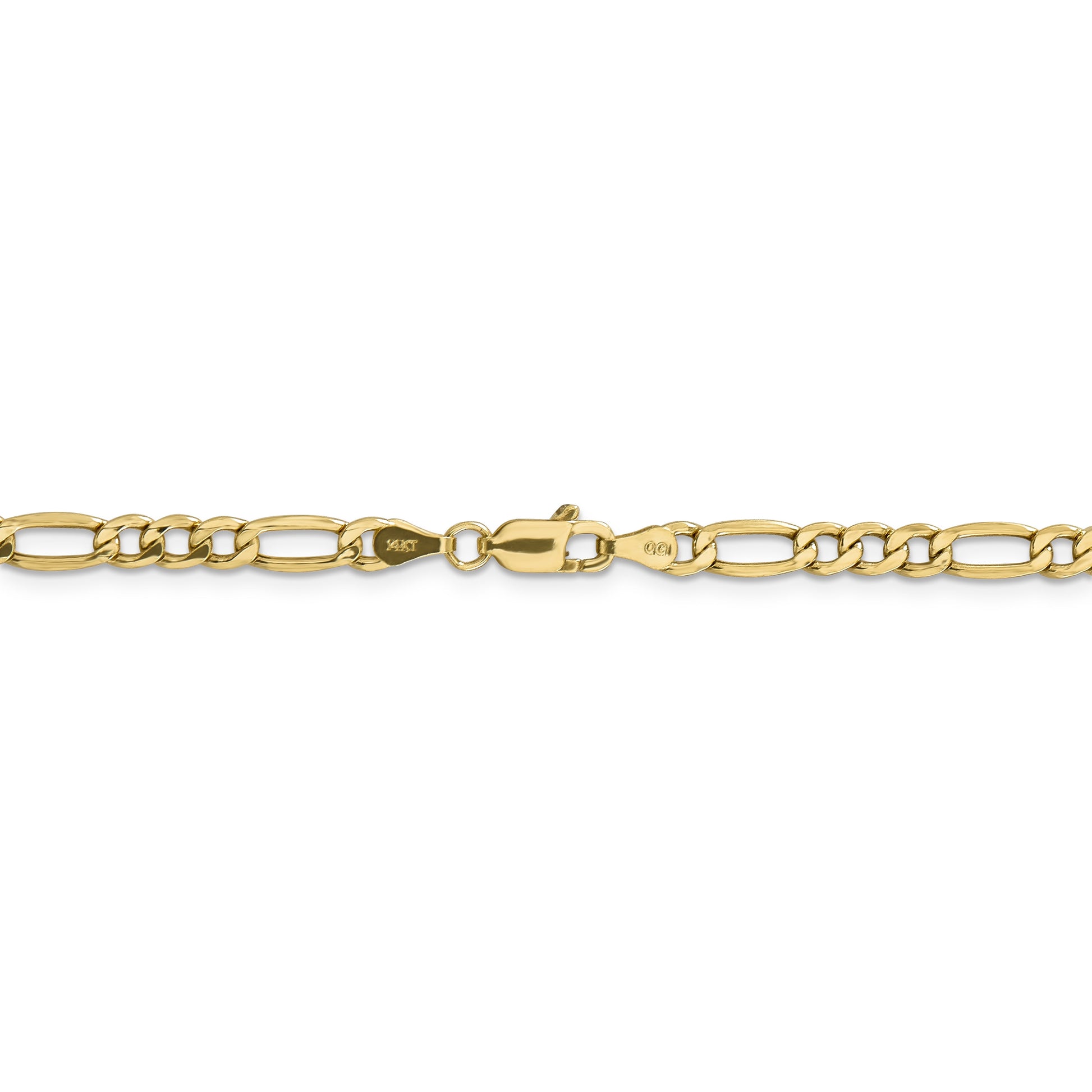 14 Karat Yellow Gold 4.75Mm Semi-Solid Figaro Chain
