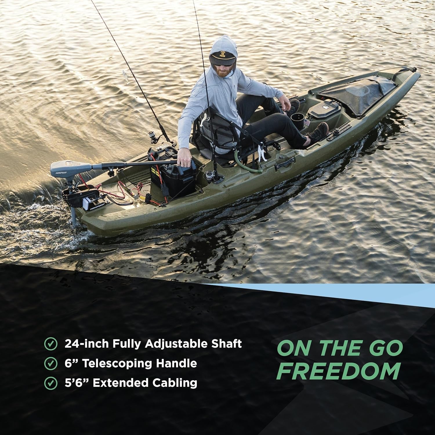Power up your adventures with the Newport Kayak Series 55Lb Thrust Electric Trolling Motor! Perfect for saltwater fun, featuring a handy LED battery indicator and a 24" shaft. Get ready to explore! 🌊🚣‍♂️ #KayakLife #TrollingMotor #AdventureAwaits