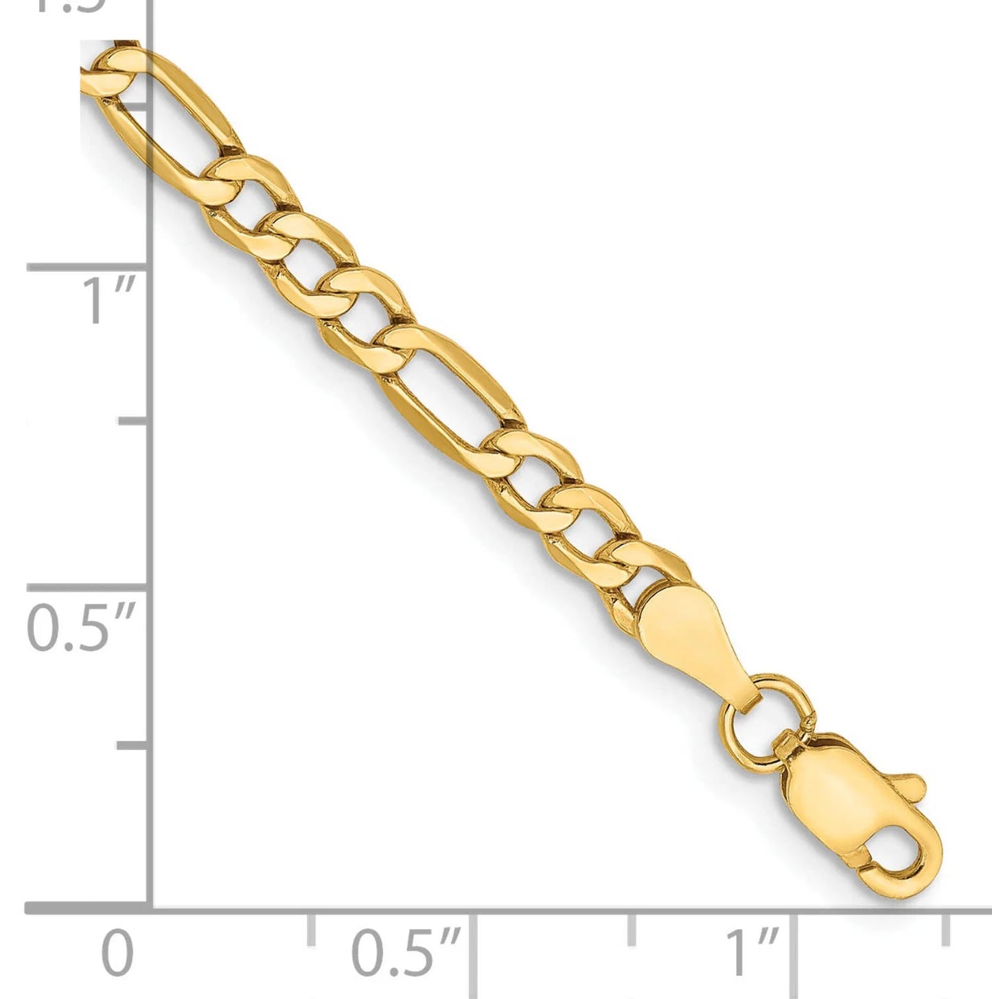 14 Karat Yellow Gold 3.5Mm Semi Solid Figaro Chain Bracelet
