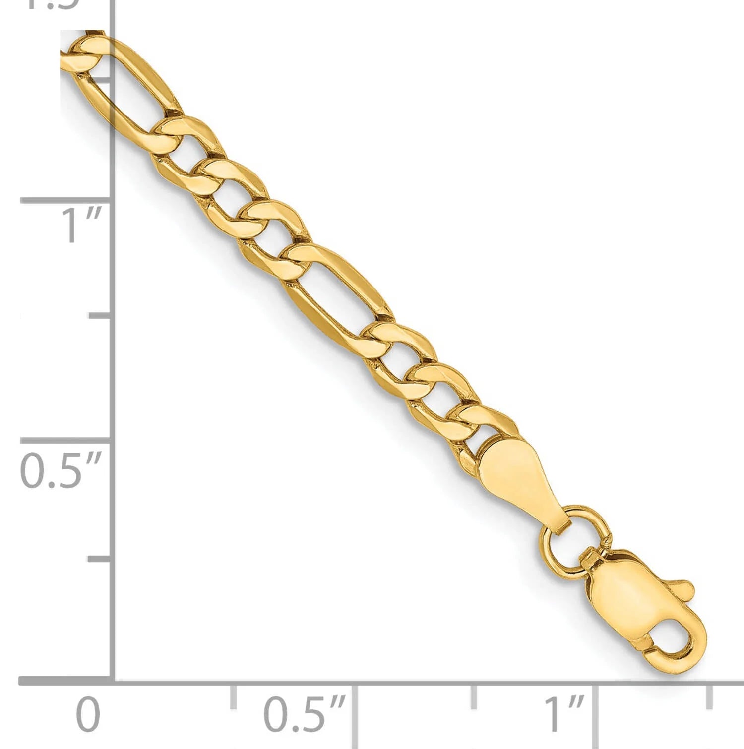 14 Karat Yellow Gold 3.5Mm Semi Solid Figaro Chain Bracelet