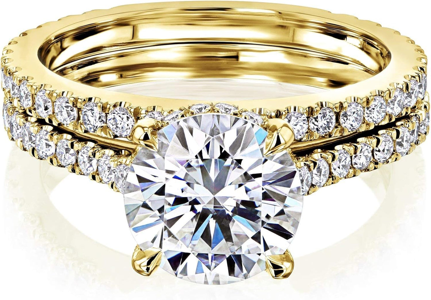 2Ct round Moissanite Fancy Hidden Halo Set