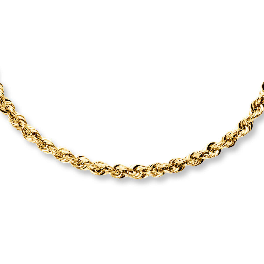 14K Solid Yellow Gold Rope Chain Necklace - 18" of Pure Luxury Guaranteed