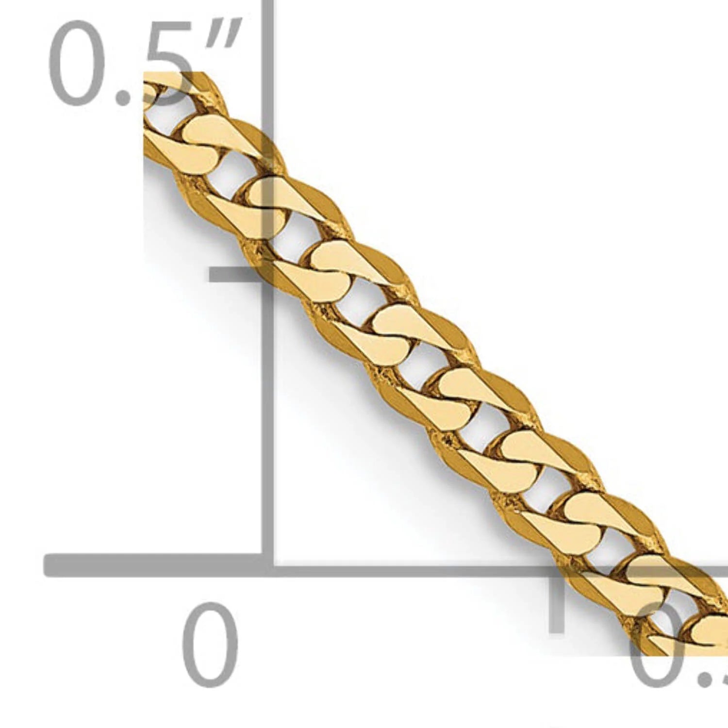 14 Karat Yellow Gold 2.2Mm Beveled Curb Chain