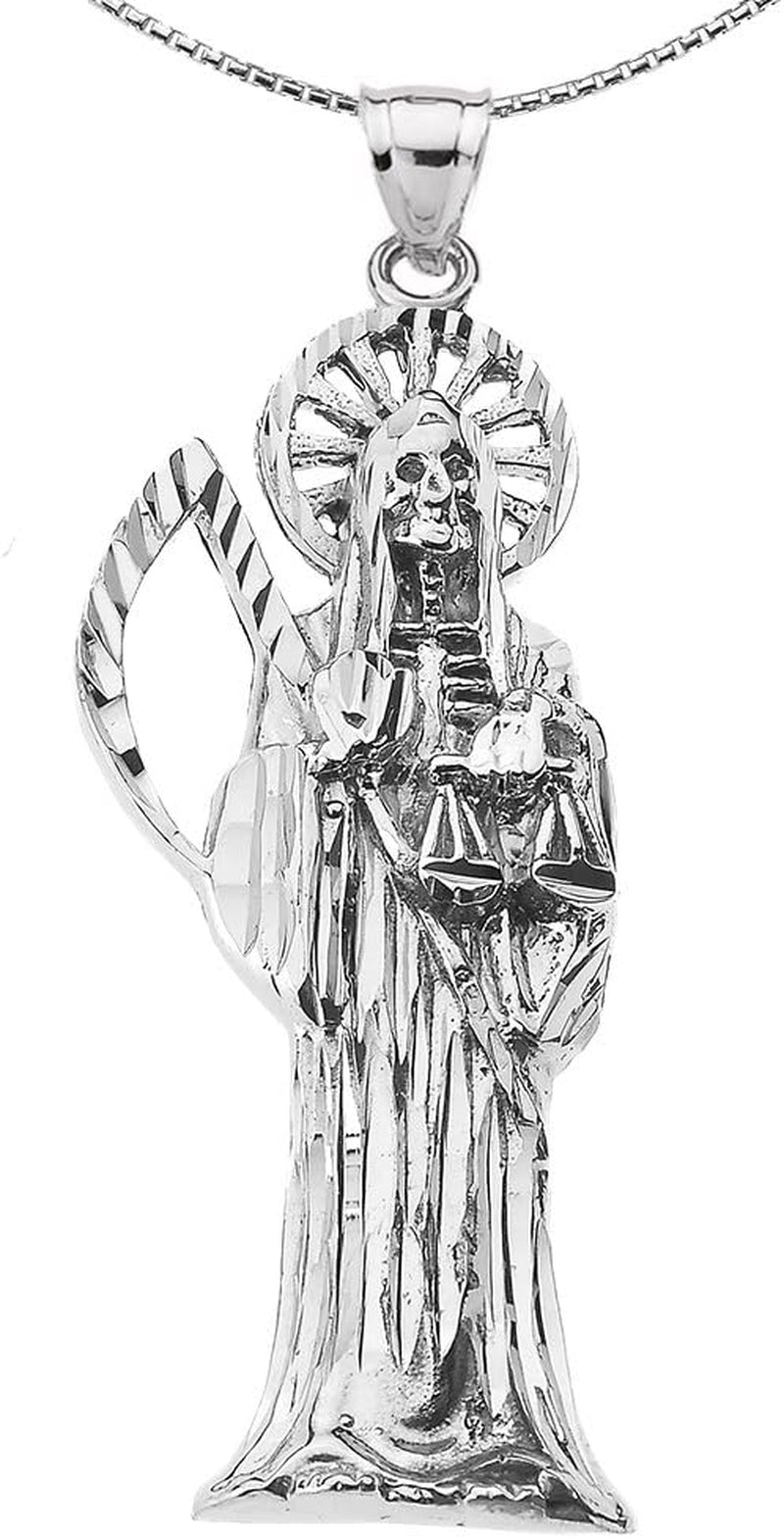 Santa Muerte (Grim Reaper) in Sterling Silver Pendant Necklace
