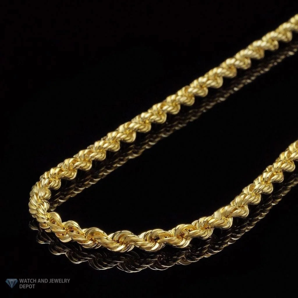Stunning 14K Yellow Gold 3.5mm Rope Link Chain Necklace - Adjustable 16"-28" Length - Authentic Gold Elegance