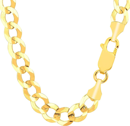 14K Yellow Gold Comfort Curb Chain Necklace, 10.0Mm