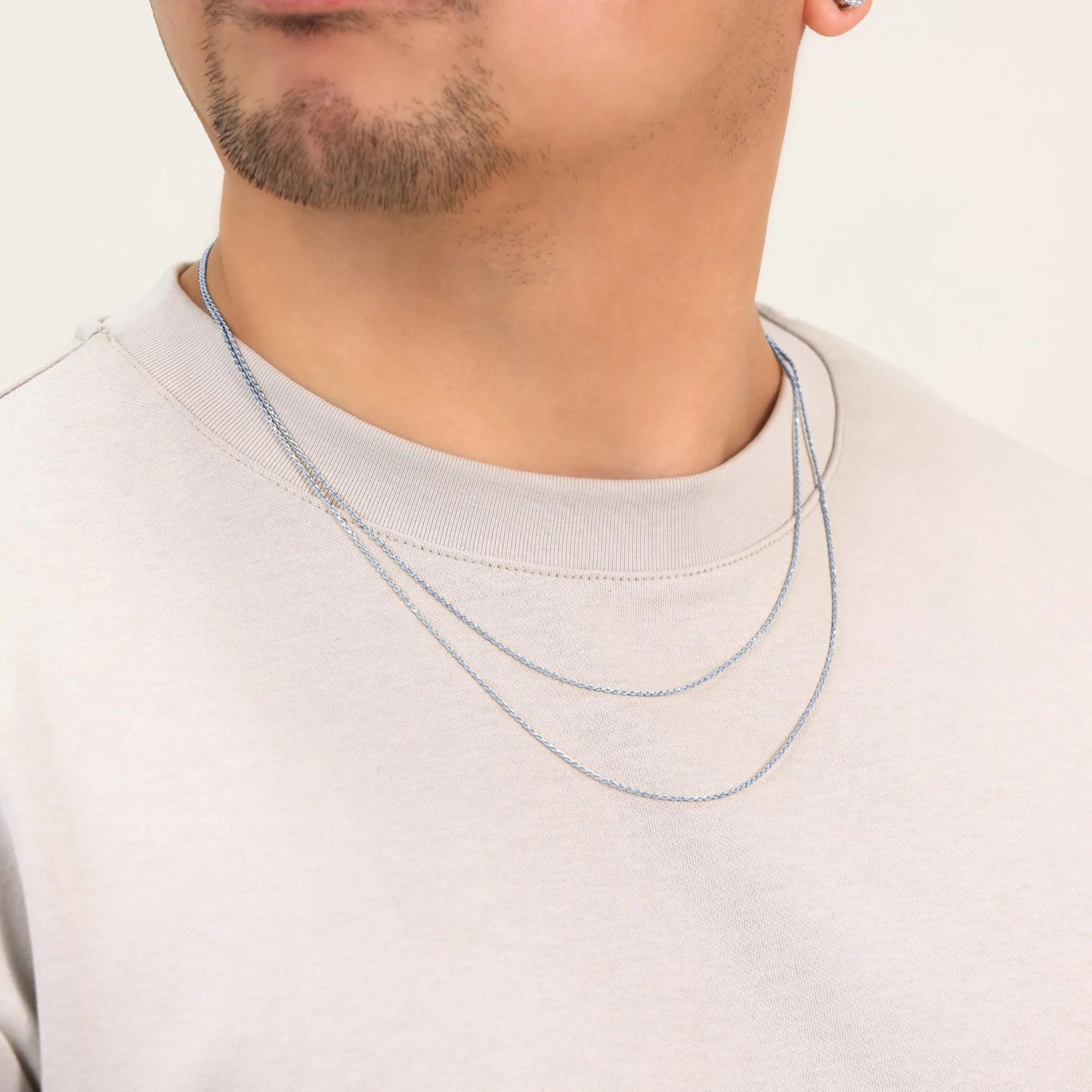 14K Real White Gold 1Mm Solid Rope Chain Diamond Cut Necklace (16"-26") Italian Jewelry for Men & Women