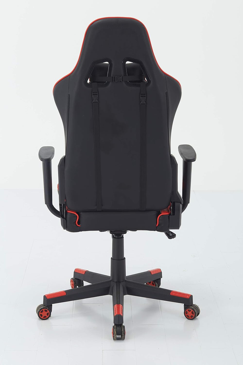 Swivel Gaming Chair Ergonomic High-Back Racing Style PU Leather Office Chair with Headrest and Lumbar Support and Adjustable Armrest (Galaxy - Black/Red)