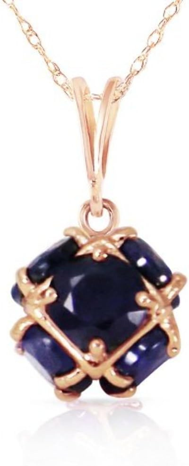 14K Rose Gold Necklace with Natural Sapphires