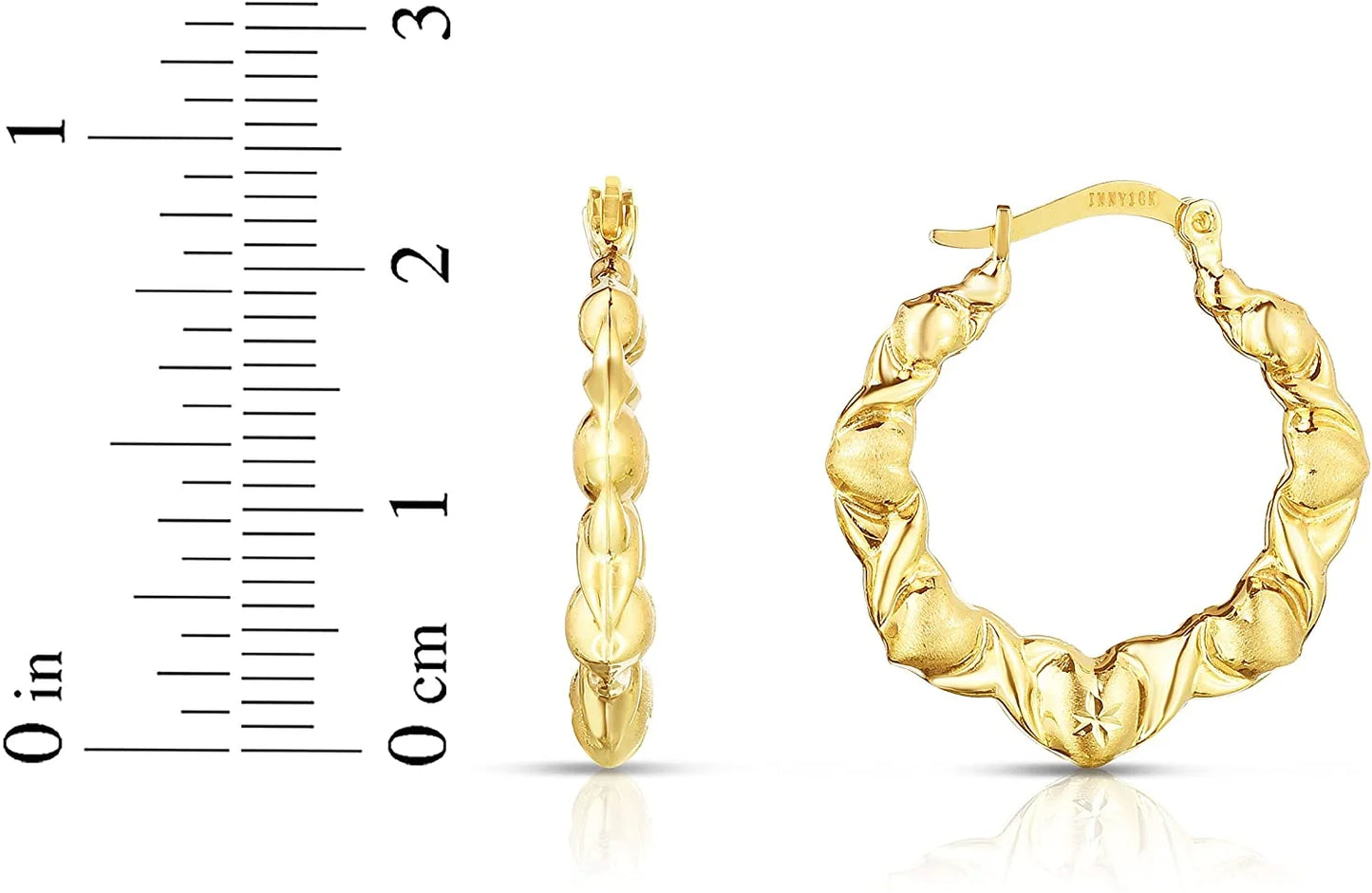 10K Yellow Gold XOXO with Graduated Heart Shape Hoop Earrings