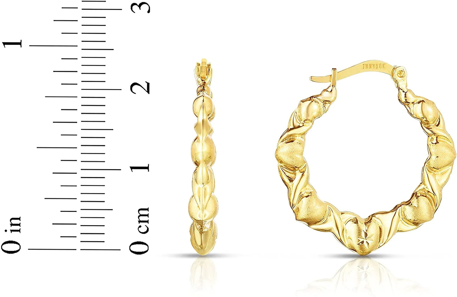 10K Yellow Gold XOXO with Graduated Heart Shape Hoop Earrings