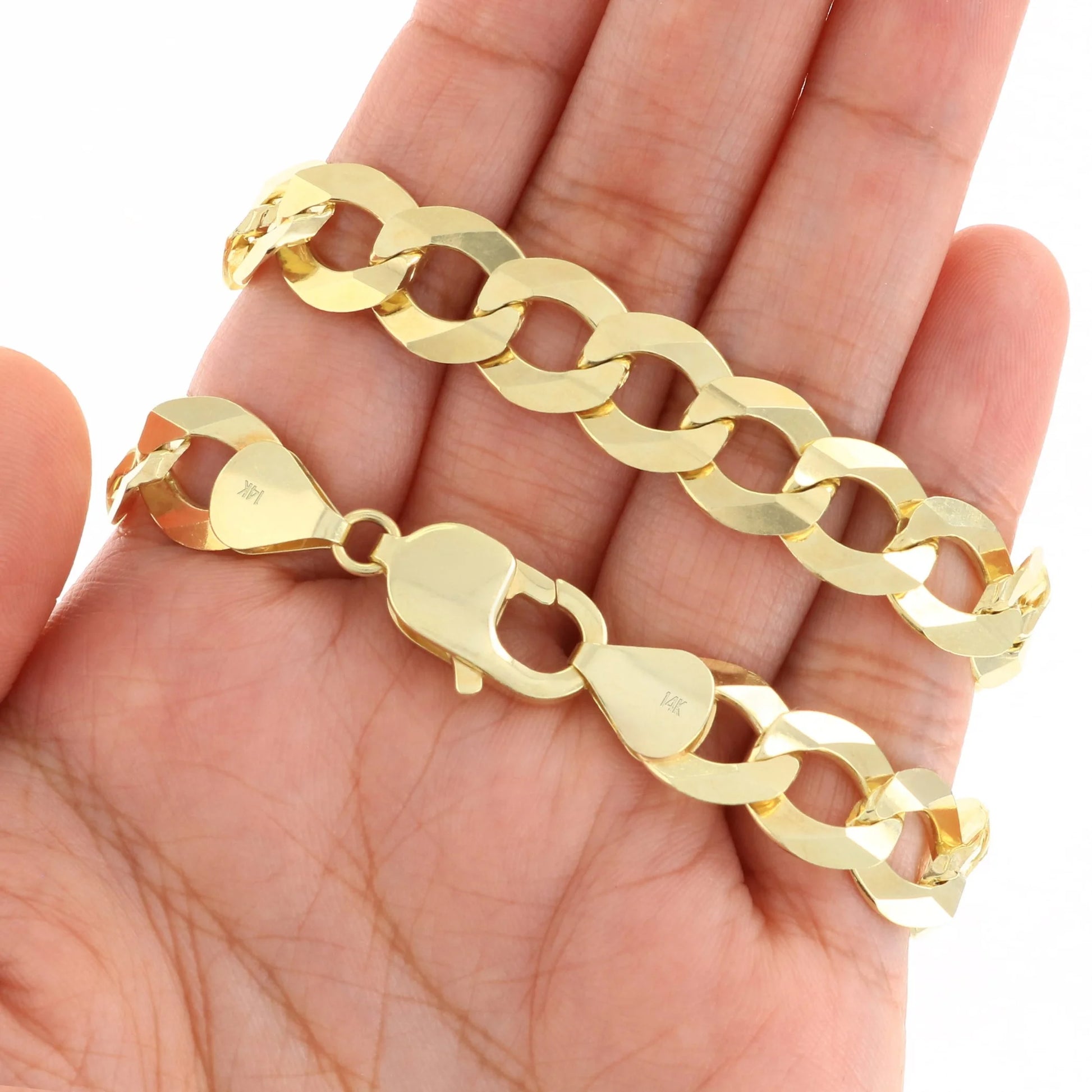 Exquisite 14K Solid Yellow Gold Cuban Curb Link Bracelet for Men - 11.5mm Width, 7.5"-9" Length, Italian Craftsmanship