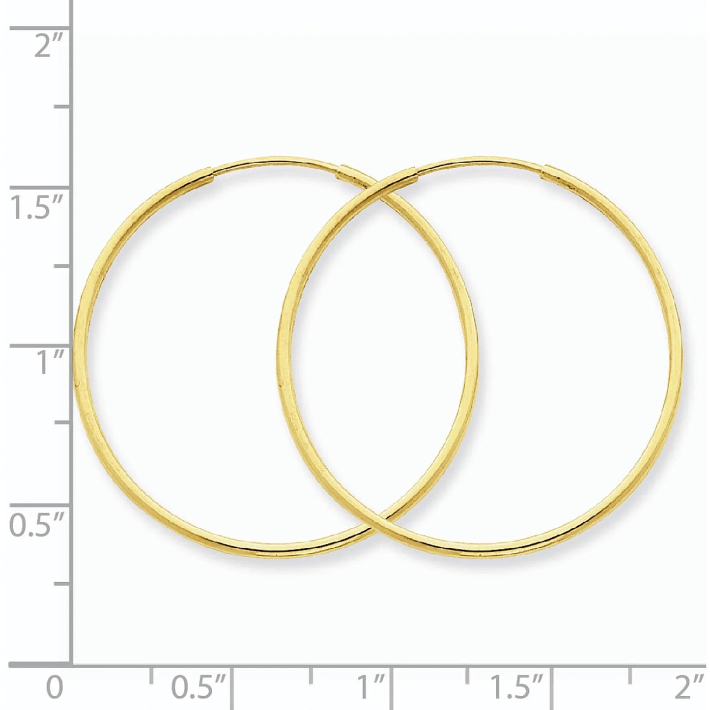 14K Yellow Gold 1.25Mm Endless Hoop Earring