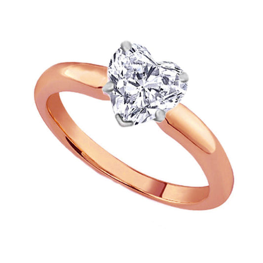 1.25 Ct Heart Cut Solitaire Engagement Wedding Ring Solid 14K Rose Pink Gold