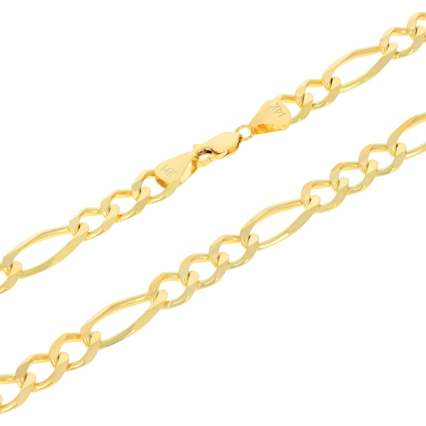 Elevate Your Style with Our 14K Solid Yellow Gold Figaro Link Bracelet for Men - 8mm Thick, Italian Craftsmanship