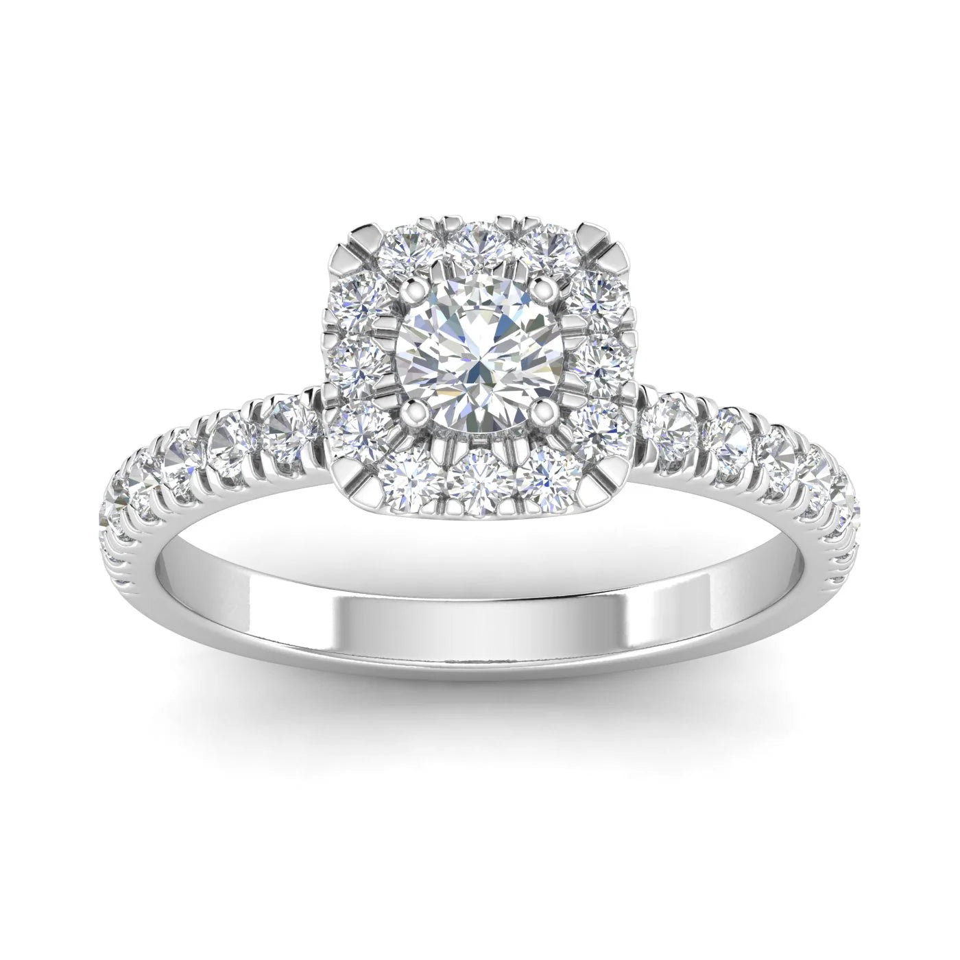 IGI Certified G/I2 1 Carat TW Diamond Halo Set Engagement Ring in 10K White Gold