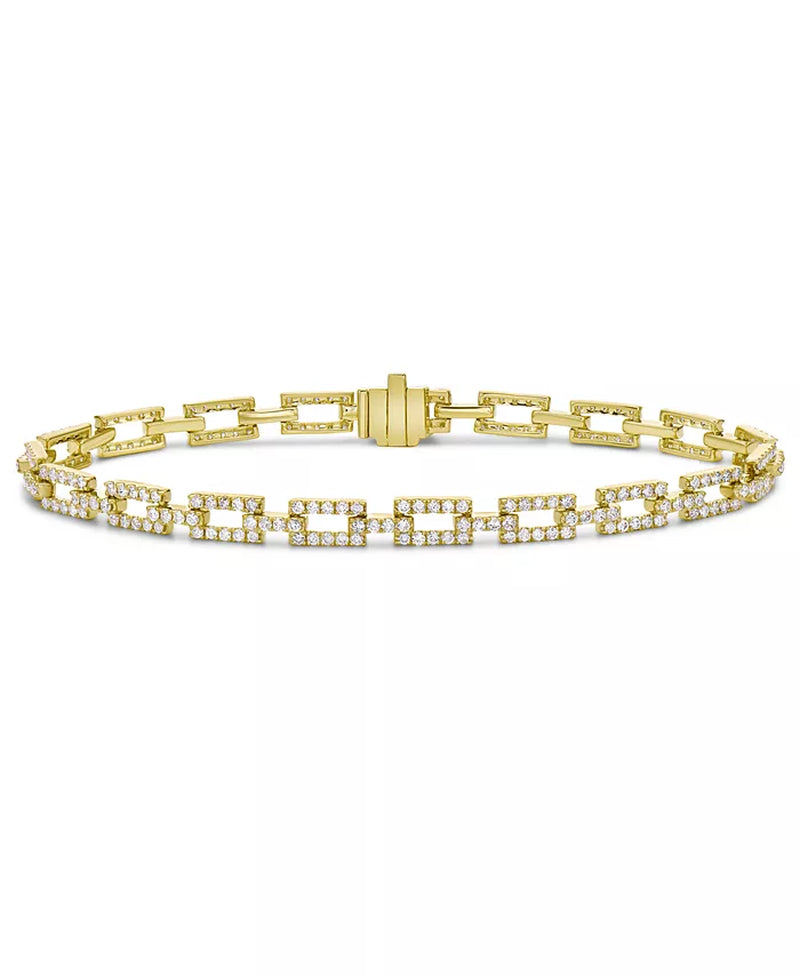 Diamond Square Link Bracelet (2 Ct. T.W.) in 14K Gold or 14K White Gold