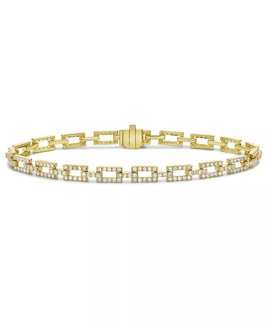 Diamond Square Link Bracelet (2 Ct. T.W.) in 14K Gold or 14K White Gold