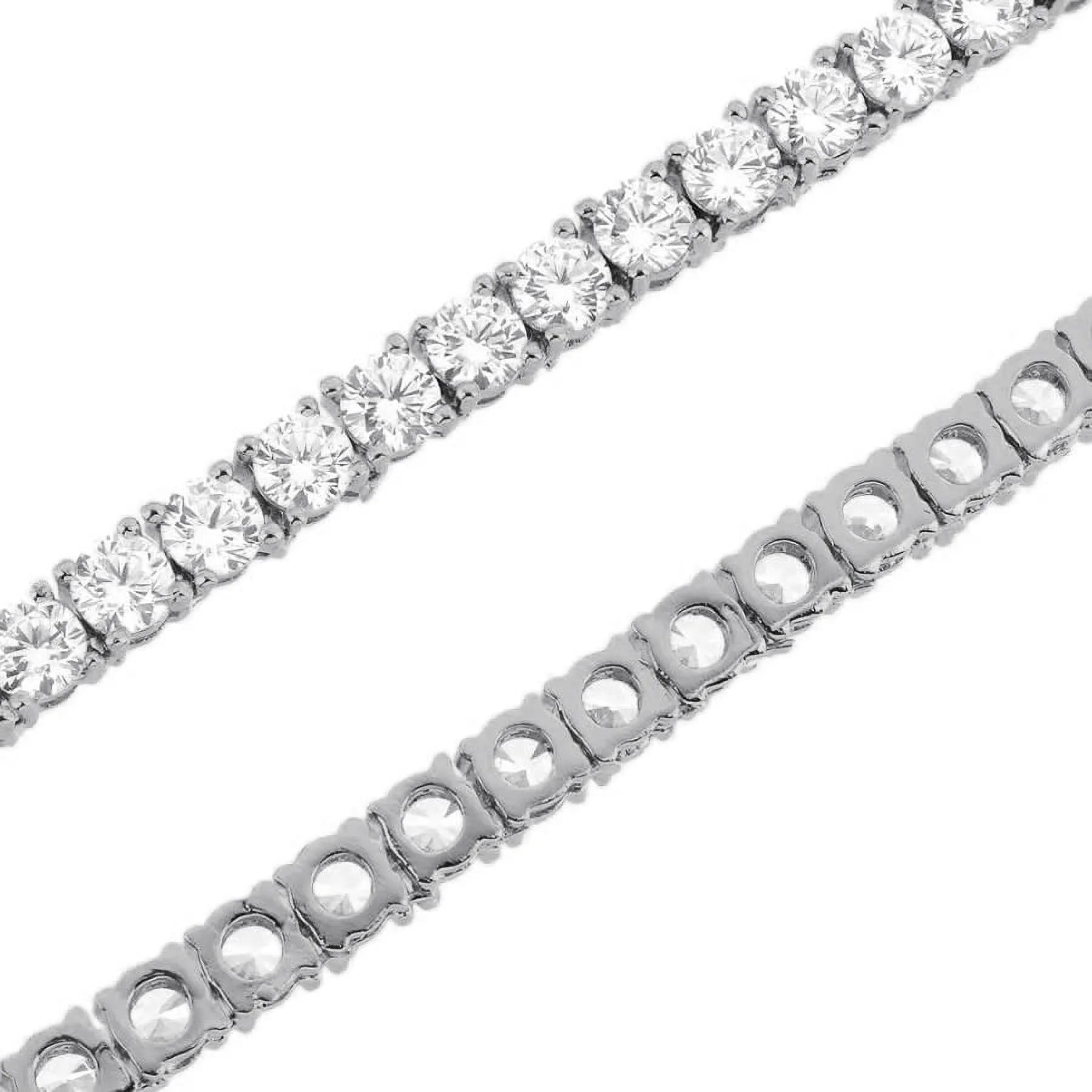 Real Genuine Sterling Silver High Quality AAA+ Grade 12.65 Ct. Lab Simulated Diamond 14K White Gold Finish 4Mm One Row Tennis Chain Necklace 22"