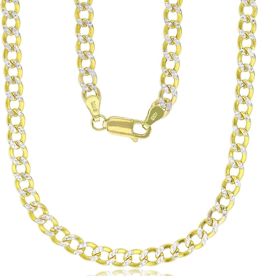 Stunning 14K Yellow Gold Hollow Cuban Chain - Versatile 2Mm-11Mm Pave Design for Men and Women