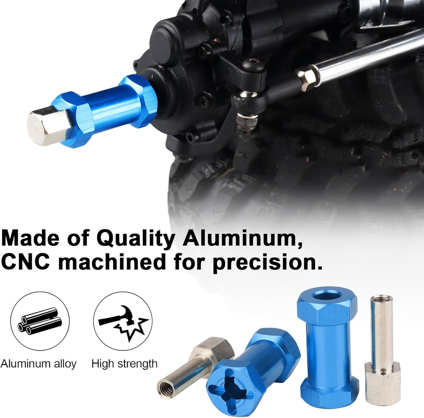 4-Pack  RC Wheel Spacers 12Mm Hex Drive Hubs Combiner Coupler Aluminum 25Mm Offset Extension for 1/10 RC Crawler Car Parts (Blue)