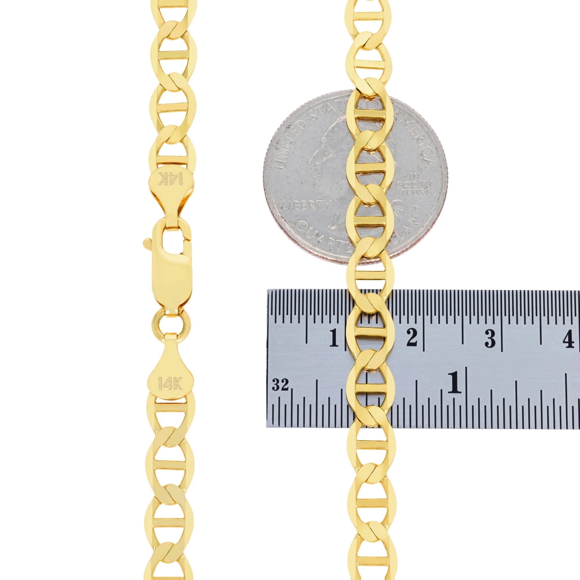 Exquisite 14K Solid Yellow Gold Mariner Chain Anchor Link Bracelet for Men - 6mm Width, 7"-9" Length, Italian Craftsmanship