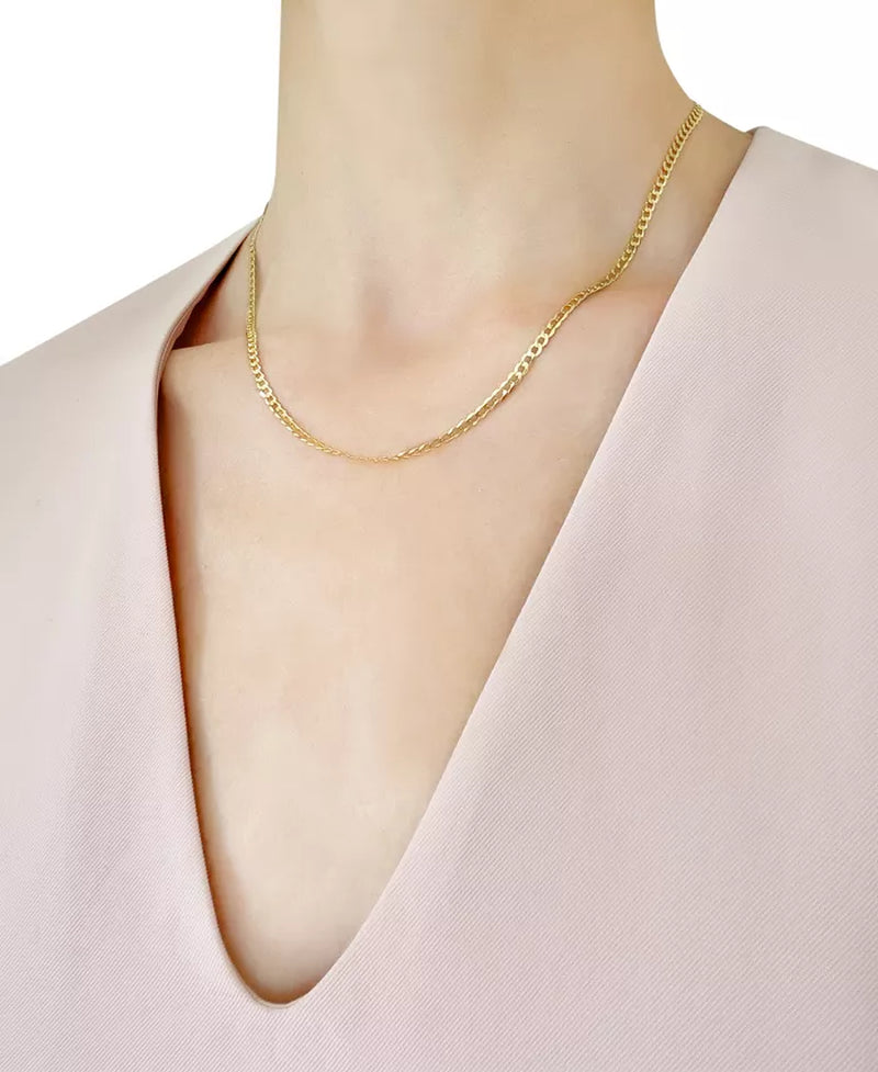 18" Curb Link Chain Necklace (3-1/6Mm) in Solid 14K Gold