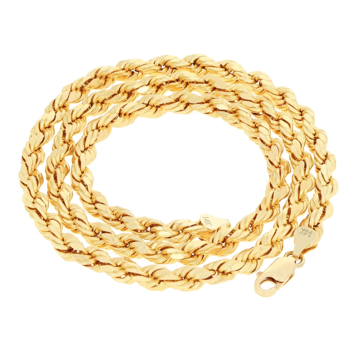 Exquisite 14K Yellow Gold 7mm Diamond Cut Rope Chain Bracelet for Men - Italian Craftsmanship (7.5"-9")