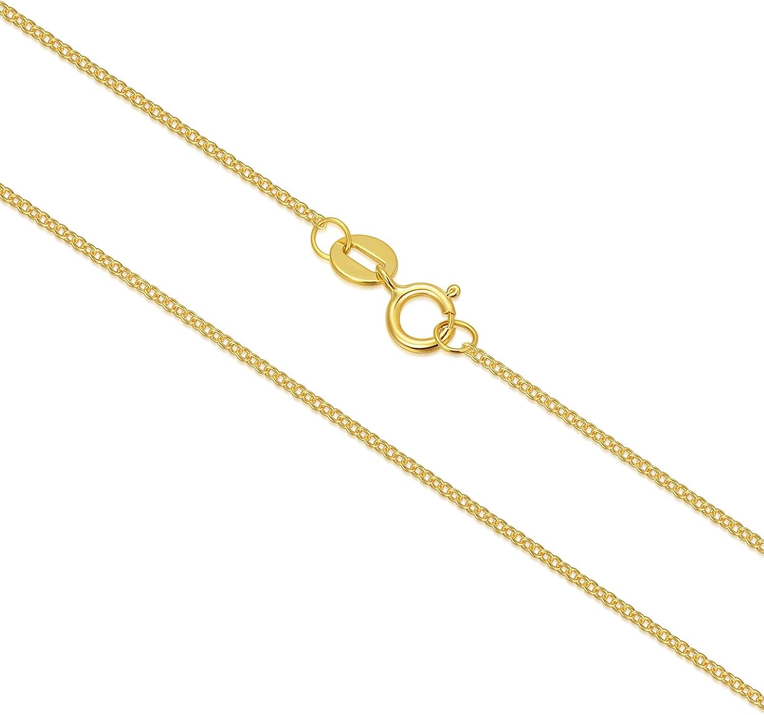 10K 14K 18K Real Gold Thin Gold Chain Necklace for Women, Classic Thin Cable Chain Necklace 1Mm, 1.2Mm, 1.35Mm, 1.6Mm, 1.75Mm Durable Strong Solid 14K Gold Chain Necklace Women
