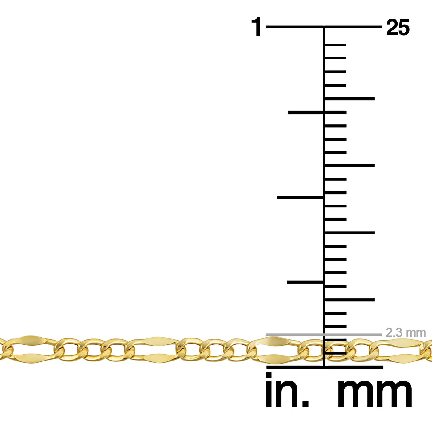 Kooljewelry 10K Solid Yellow Gold Figaro Link Chain Necklace (2.3 Mm, 18 Inch)