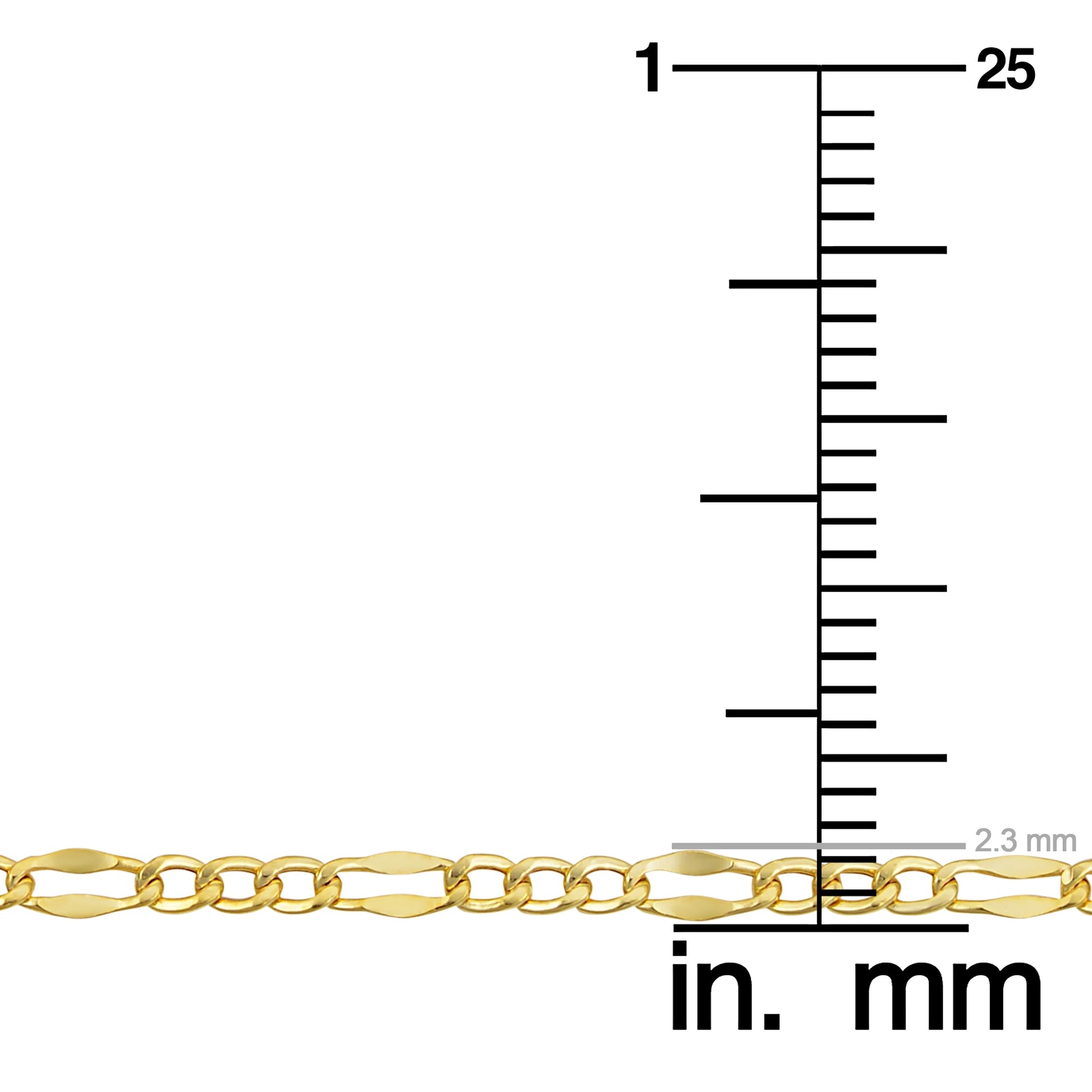 Kooljewelry 10K Solid Yellow Gold Figaro Link Chain Necklace (2.3 Mm, 18 Inch)