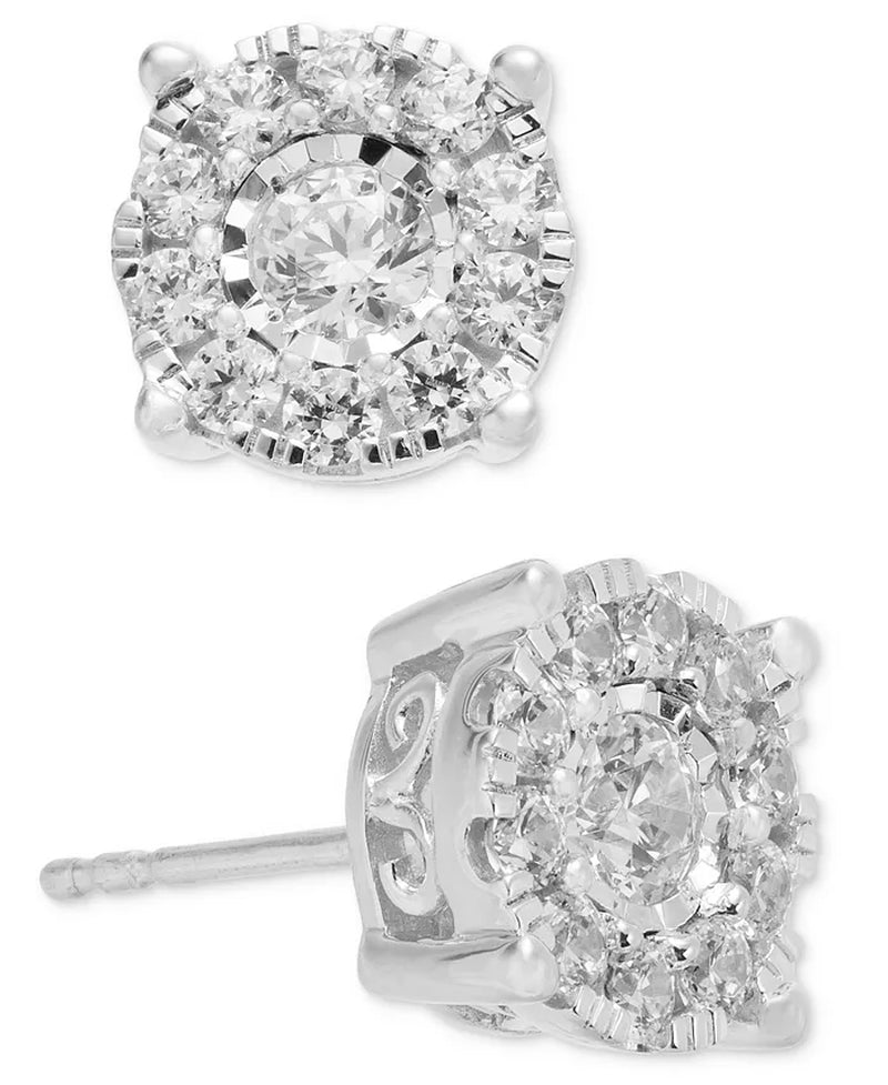 Diamond Halo Stud Earrings (1 Ct. T.W.) in 14K Gold, White Gold or Rose Gold