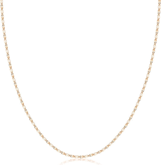 14K Solid Gold 2.0MM Diamond Cut Mirror Chain Necklace -Choose Your Color - Unisex Sizes 16"-30"