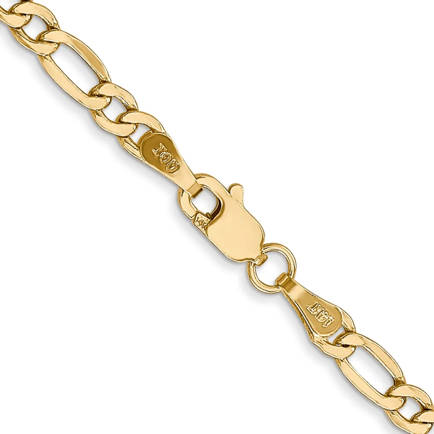 14 Karat Yellow Gold 3.5Mm Semi-Solid Figaro Chain