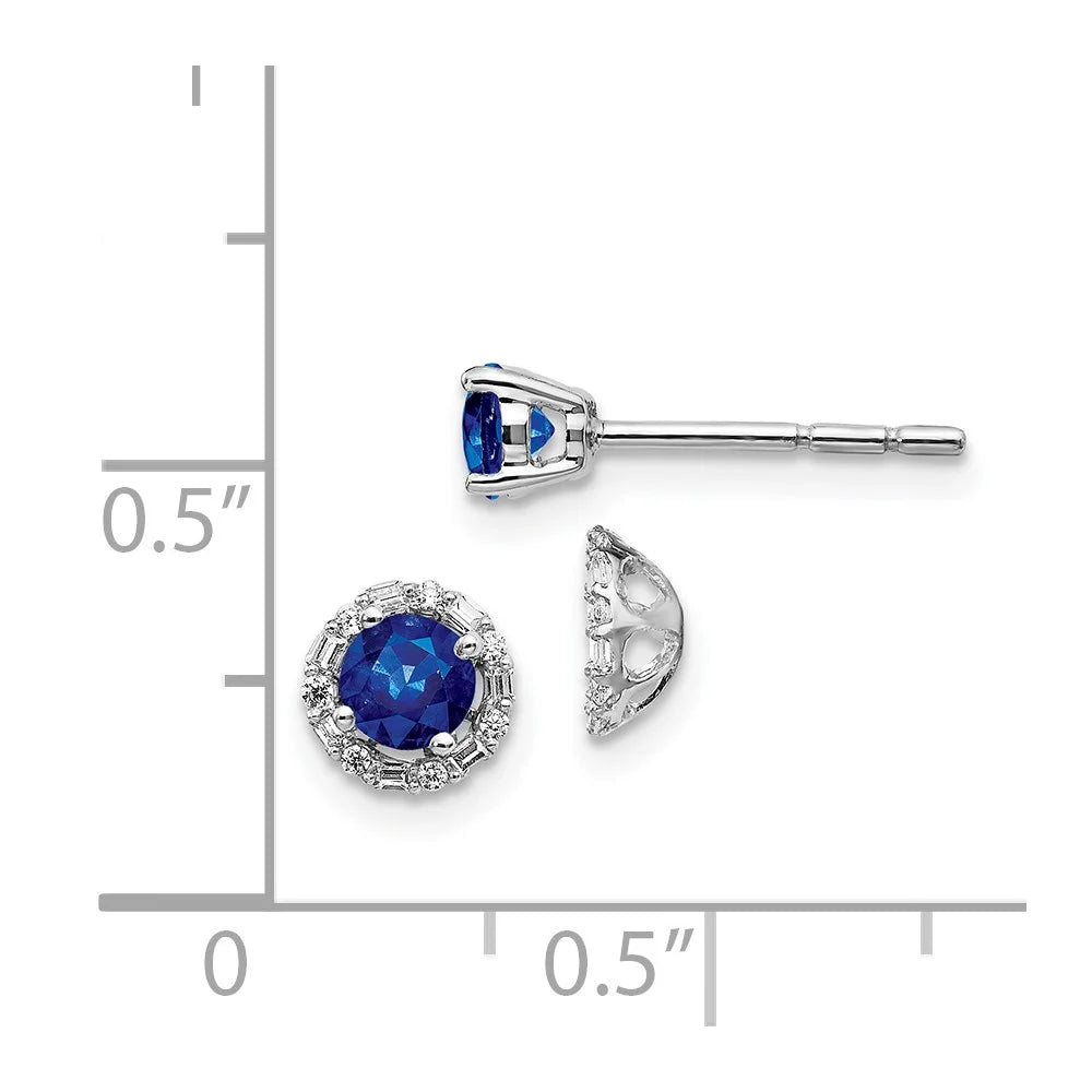14 Karat White Gold Diamond and Sapphire Earrings