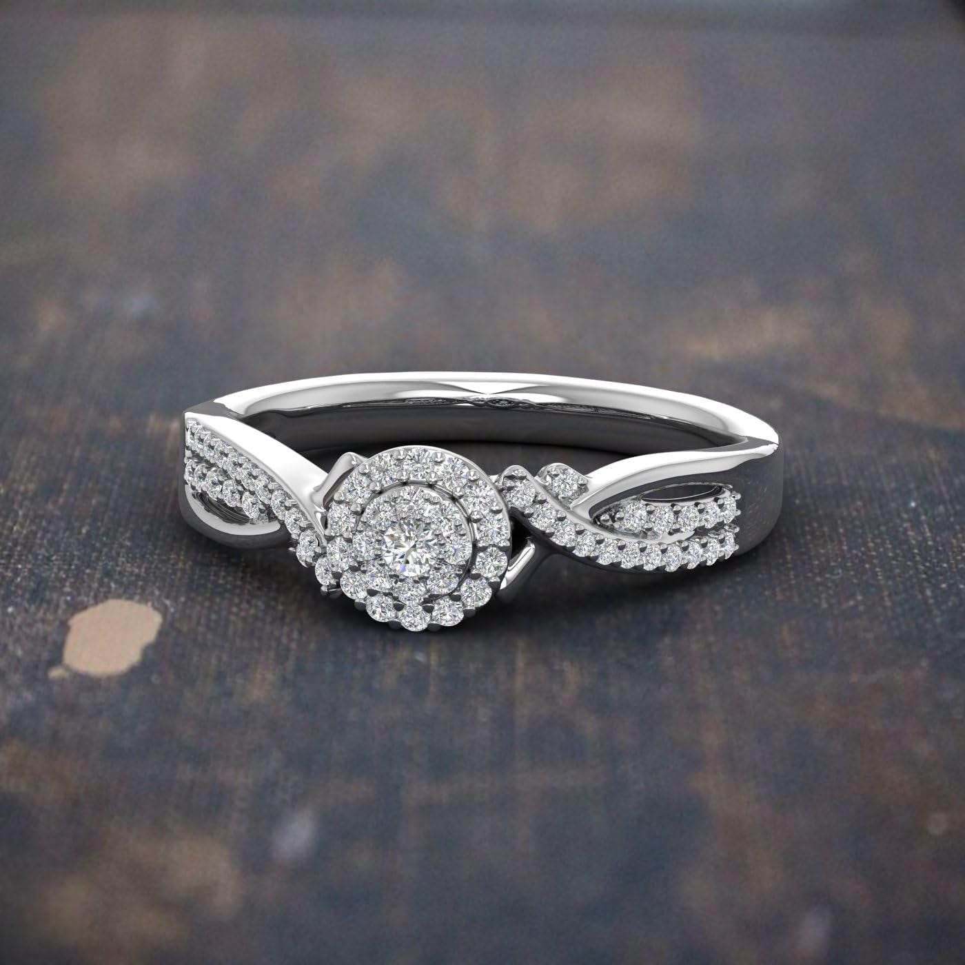 1/4 Carat round Diamond Engagement Ring in 10K Gold