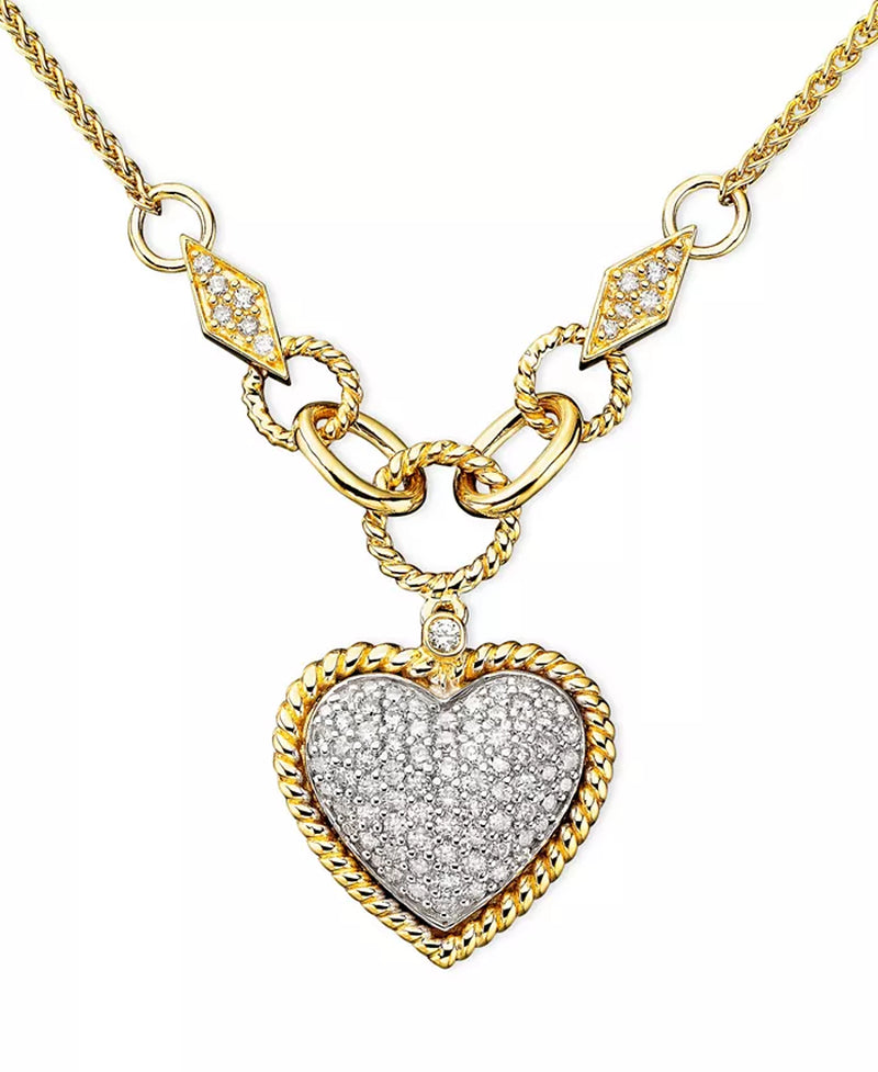 D'Oro by EFFY® Exquisite Diamond Pavé Heart Pendant in 14K Gold or Rose Gold - A Touch of Elegance with 3/4 Ct. T.W. Diamonds