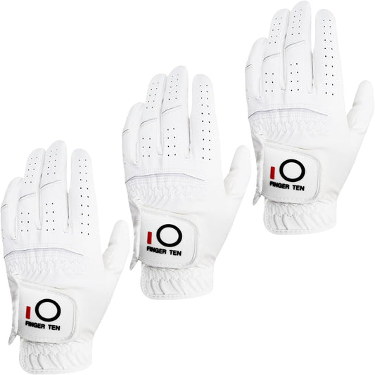 All-Weather Grip Golf Gloves for Men - Value 3-Pack for Right-Handed Golfers, Premium Comfort & Performance in Hot, Wet, or Rainy Conditions - Available in White, Black, Blue, Sizes S, M, L, XL