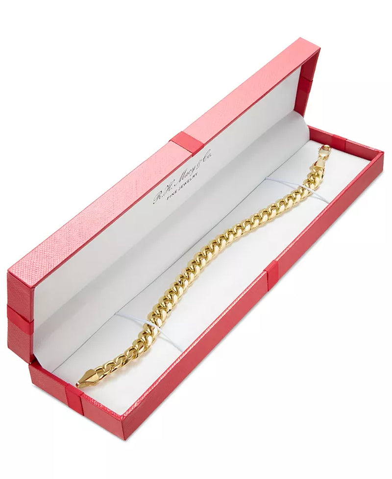 Elevate His Style with a Stunning 14K Gold Lightweight Men's Cuban Chain Link Bracelet (10mm)